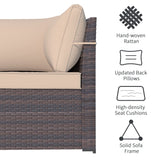 ASJMR Outdoor Patio Furniture Set with Gas Fire Pit Table, 13 Pieces Outdoor Furniture Set Patio Sectional Sofa w/43in Propane Fire Pit, PE Wicker Rattan Patio Conversation Sets (Sand) ASJMR