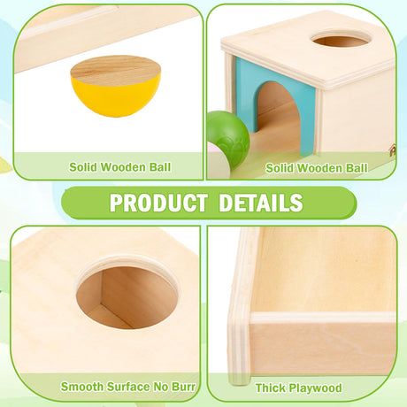 Adena Montessori Wooden Toy for 6-12 Month Baby 3 Balls,Sorting and Stacking Colorful Learning Education Toy for Toddler Kid 1-2 Year Old, Preschool Developmental Girl and Boy Gift Adena Montessori