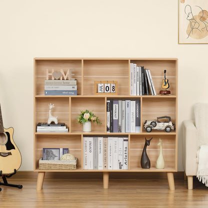 Modern 10 Cube Bookshelf with Legs - Versatile Mid-Century Wood Storage Solution for Bedroom, Living Room, and Office - WoodArtSupply