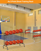 EXTCCT Tilt Basketball Rack Ball Storage Holder - Tilt Basketball Shooting Training Rack, Garage Sports Equipment Organizer, Outdoor and Indoor Rolling Balls Cart with Wheels EXTCCT