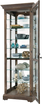 Howard Miller Chesterbrook V Curio Cabinet – Lighted White Wooden Display Cabinet with Wire Brushed Finish Eight Level Showcase Adjustable Glass Shelves Beveled Glass Quality Home Decor Howard Miller