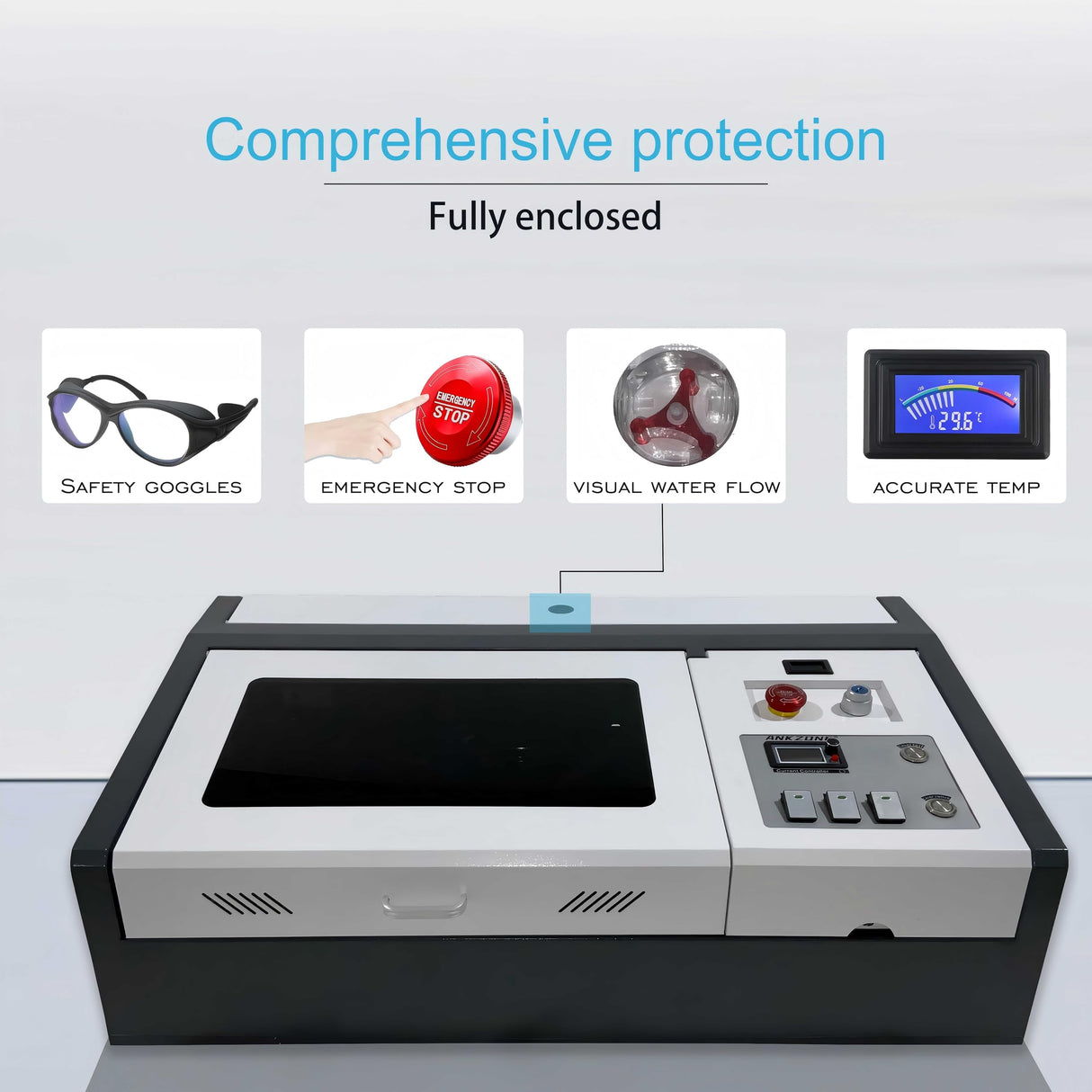 ANKZONE 40w Laser Engraver (8" X 12"),Cutting Wood,Acrylic,Decor& More. Desktop CO2 Laser Engraver & Cutter for Beginners with DIY Design,Air-Assisted, Honeycomb Panel ANKZONE