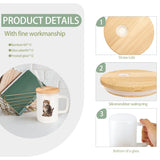 YOUKE OLA 12 Pack Sublimation Glass Cup with Handle Frosted Sublimation Blank Beer Can Tumblers with Bamboo Lid and Straw for heat press 16oz YOUKE OLA