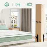 Novilla King Size Mattress, 10 Inch Hybrid Mattress in a Box, Gel Memory Foam & Individually Wrapped Pocket Coils Innerspring for Cozy Sleep, Pillow Top King Mattresses, Medium Firm & Motion Isolation Novilla