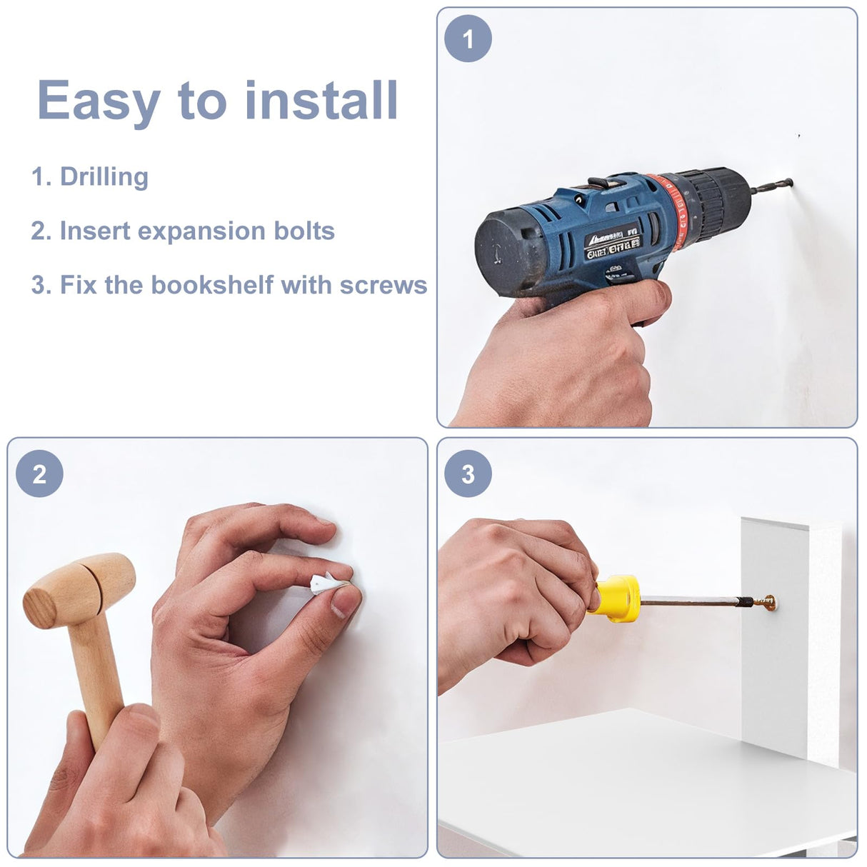 Atsgke Vertical Book Shelf Wall Mount 2 Pack - 4 Tier Invisible Spine Organizer, Heavy-Duty Metal Floating Shelves for Space Saving Modern Home Office Decor, White Atsgke