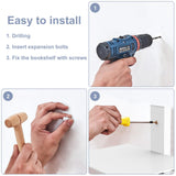 Atsgke Vertical Book Shelf Wall Mount 2 Pack - 4 Tier Invisible Spine Organizer, Heavy-Duty Metal Floating Shelves for Space Saving Modern Home Office Decor, White Atsgke