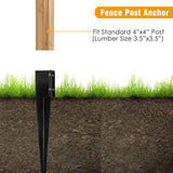 Kdgarden Fence Post Anchor Metal Ground Spike Heavy Duty Black Coated Powder Fence Stakes Post Support Base for 4"x4" Mailbox or Fence Post, 24"x4"x4" Outer Dia (3.5"x3.5" Inner Dia), Pack of 4 Kdgarden