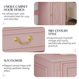 Lareth Makeup Vanity Desk with Lighted Mirror, 39.4 inch Small Vanity Table with Power Outlet, Bedroom Dressing Table, Adjustable Lights & 1 Cabinet 2 Drawers, Gifts for Teen Girls, Light Pink Lareth