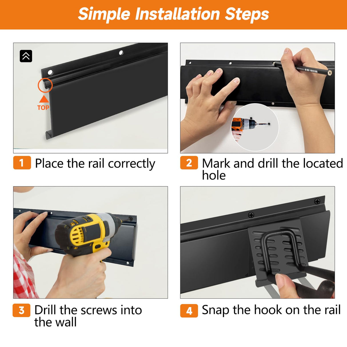 WEZAFO Garden Tool Organizer Wall Mount, Heavy Duty 48 Inches Garage Organization and Storage Racks for Yard Tools with 6 Hooks, Tool Hangers Holders for Hanging Folding Chair, Rake and Shovel WEZAFO