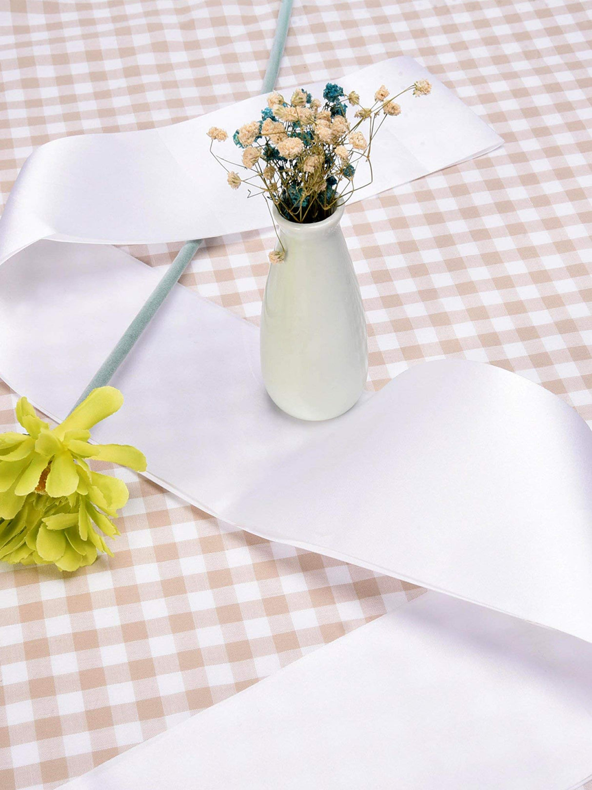 Blank Satin Sash Party Accessory for Wedding, Party Decorations and DIY, White (2) EBOOT