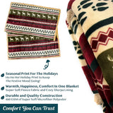 PAVILIA Premium Christmas Blanket Sherpa Fleece Throw| Plush Christmas Decoration, Reindeer, Cozy Reversible Winter Holiday Cabin Blanket for Sofa Couch 50x60 PAVILIA
