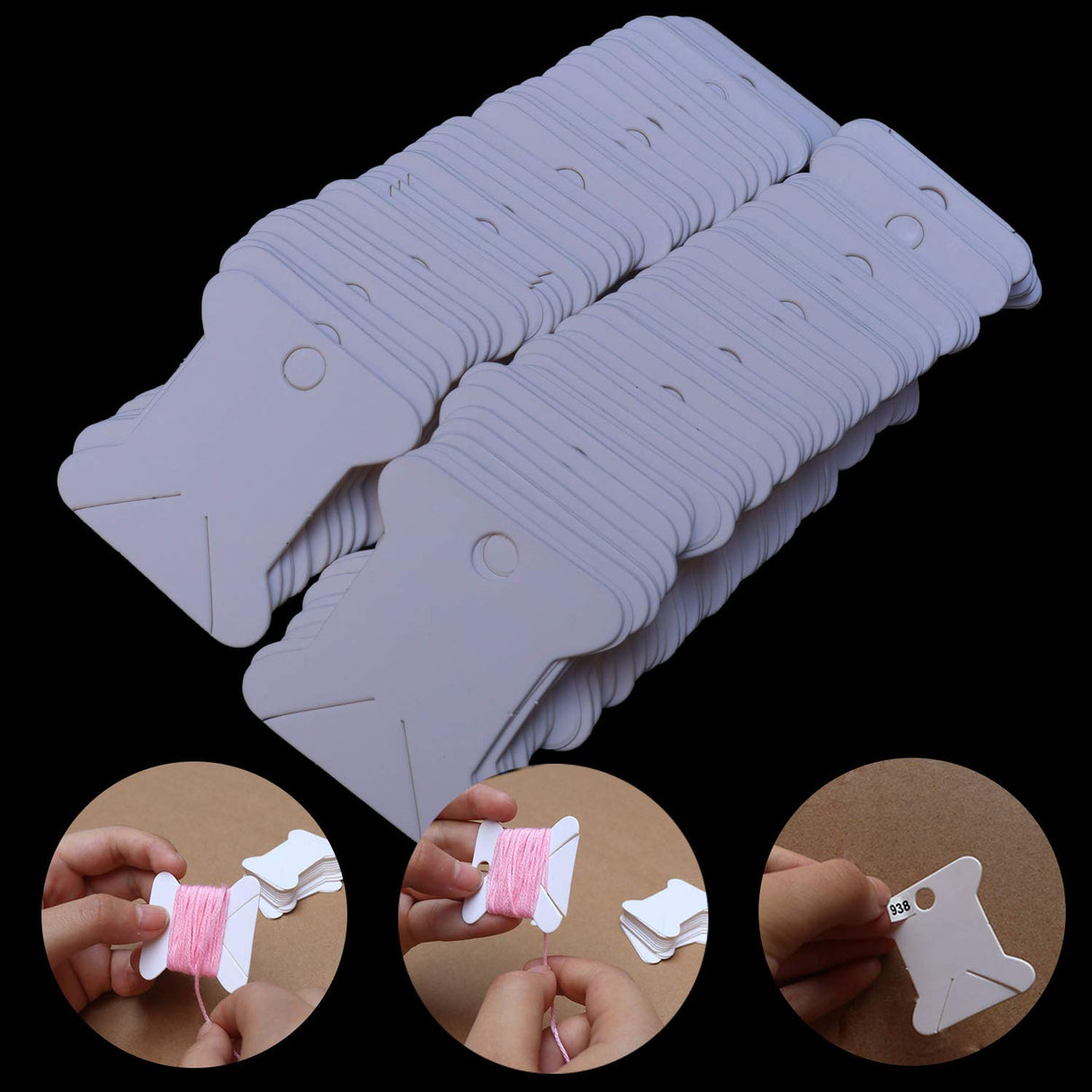 Embroidery Floss Bobbins-Paper Cross Stitch Embroidery Thread Organizer Cardboard -Floss Bobbins- Crafts Floss Bobbins -165 Thread Bobbin Cards (White) MOYYON