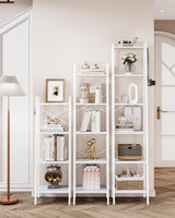 Hzuaneri Ladder Shelf, Bookshelf Bookcase, Freestanding Corner Storage Shelve with 2 Hooks for Home Office, Living Room, Kitchen, Bedroom, Industrial, 4-Tier White BC13213W Hzuaneri