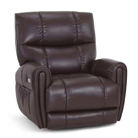 MCombo Large Lay Flat Dual Motor Power Recliner Chair with Heat and Vibration, USB and Type C Ports, Faux Leather Electric Recliner for Living Room, Infinite Position 6199 (Dark Brown) MCombo