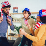 Jetec Patriotic Decor July 4th Box Sign Independence Day Patriotic Labor Day 5 x 6 Inch Wood American Flag Decor Farmhouse Wooden Block(Home of the Free Because of the Brave) Jetec