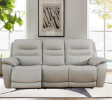 Genuine Leather Recliner Couch Set, Living Room Furiture Set,Power Reclining Sofa Set, Top Grain Leather Sofa with Built in USB Port for Living Room(Light Grey) (Sofa) Pon Living Furniture Inc