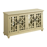 Martin Svensson Home Orsey 63" Solid Wood TV Stand - Antique Cream White Finish - Rustic Style and Parisian Design Inspired - with Two Spacious Cabinets with Adjustable Shelves for Storage. Martin Svensson Home