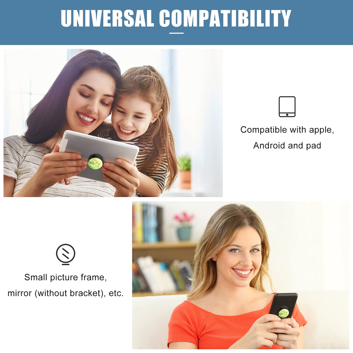 Flutesan 65 Pieces Sublimation Phone Holders Collapsible Phone Grip Holder Adhesive Finger Phone Stand Brackets with Double-Sided Tape for Most Smartphones and Tablets, Black and White Flutesan