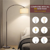 Floor Lamp for Living Room, Arc Floor Lamp with Adjustable Head, Modern Arched Floor Lamp with On/Off Pedal Switch, Over Couch Tall Standing Hanging Light for Reading, Bedroom, Office (Brown) Seaside village