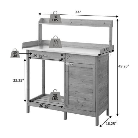 Convenience Concepts Deluxe 1 Drawer Potting Bench with Storage Cabinet and Shelves, Light Oak Convenience Concepts