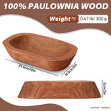 FoldTier 4 Pcs Wooden Dough Bowl 10'' X 6'' X 2'' Wood Decorative Rustic Wooden Bowls Table Centerpiece for Candle Making Key Living Room Home Dining Room Kitchen Decoration (Brown) FoldTier