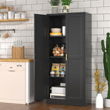 Polup 60 Inch Tall Pantry Cabinet, Metal Kitchen Storage Cabinet with Doors and Shelves, Black Cupboard for Food Storage, Freestanding Cabinet for Living Room, Dining Room - Assembly Required Polup