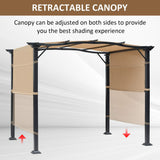 Outsunny 8' x 10' Retractable Pergola Canopy Steel Frame Polyester Fabric Gazebo with Retractable Canopy Shade Awning Outsunny