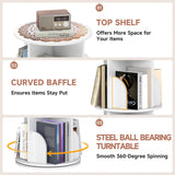 CuFun 3 Tier Rotating Bookshelf, 360 Display Spinning Bookcase, Corner Bookshelf, Floor Standing Revolving Bookcase Storage Rack, Narrow Book Shelf Organizer for Small Space, Bedroom, Office, White CuFun