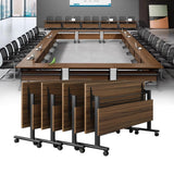 Folding Conference Table,Modern Office Conference Room Table,Mobile Flip Top Training Tables with Caster Wheels,Foldable Meeting Table Seminar Tables for Office,Meeting Room (8 Pack, 70.9x21.7x29.5in) Crevew