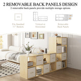 8 Cube Storage Organizer - Solid Wood Bookshelf with 4 Storage Bins, Cube Shelf with 2 Removable Back Panels, Vertical or Horizontal Bookcase, Open Book Shelf for Bedroom, Living Room, Office EXPERLAM