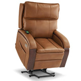 MCombo Power Lift Recliner Chair Sofa with Massage and Heat, Adjustable Headrest for Elderly People, Solid Wood Armrest, USB Ports, Side Pockets, Faux Leather 7917 (Tawny, Medium) MCombo