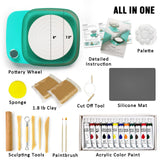 Patented Mini Pottery Wheel for Beginners | 6in Turntable, 0-440 RPM Speed Adjustable with Rechargeable Battery, 1.8 Lb Air Dry Clay, Pottery Tools and Art Supplies, Craft Kits for Teenager and Adult Goody King