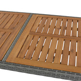 5-Piece Acacia Wood and Wicker Outdoor Bar Set with Stools for Patio and Garden lawinci