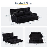 MAXYOYO Adjustable Floor Sofa Couch with 2 Pillows, Multi-Functional Bean Bag Bed, 5-Position Foldable Lazy Sofa Sleeper Bed with Armrest, Versatile Floor Seating for Reading, Black, Double MAXYOYO