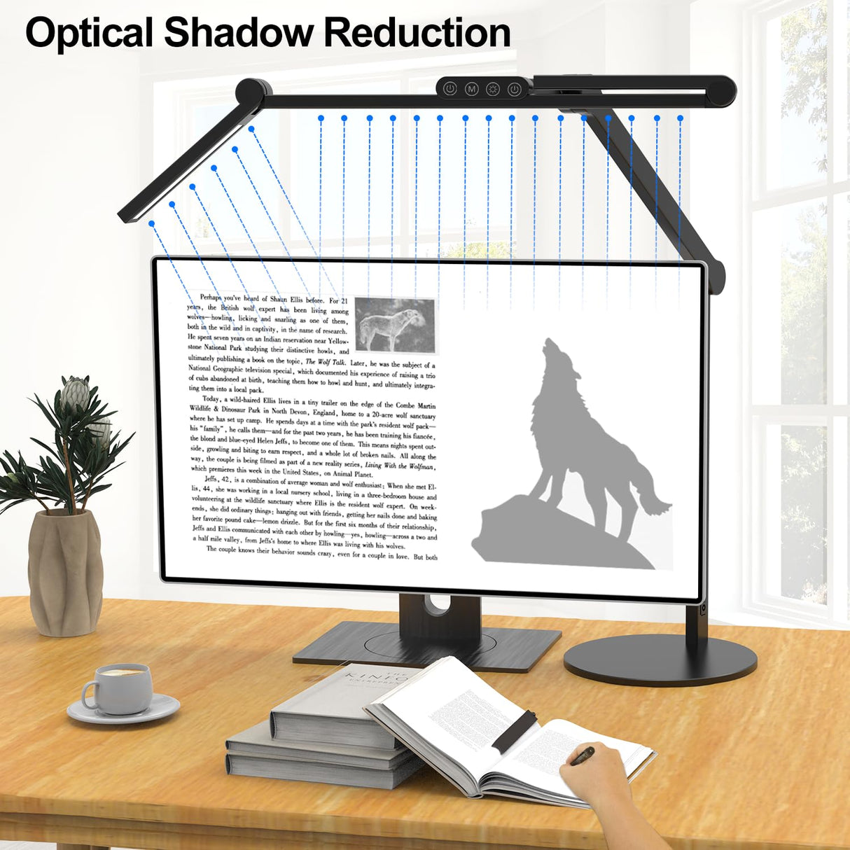 Micomlan Architect Desk Lamp with Atmosphere Lighting, Adjustable Led Desk Light for Home Office with Base, 24W Bright Auto Dimming Table Light with Rotatable Swing Arm for Workbench Computer Micomlan