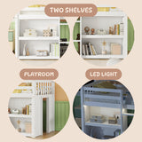 Harper & Bright Designs White Twin Size Low Loft Bed with Storage Shelves and LED Light for Kids Harper & Bright Designs