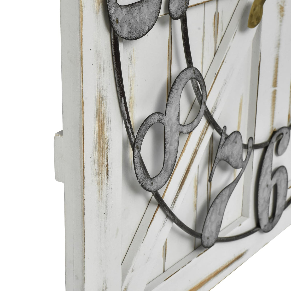 EMAX HOME Large Farmhouse Wall Clock – 24 Inch Square Rustic Wooden Clock with Decorative Reversible Wooden Sign, Perfect for Any Space and Ideal Gift EMAX HOME