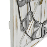 EMAX HOME Large Farmhouse Wall Clock – 24 Inch Square Rustic Wooden Clock with Decorative Reversible Wooden Sign, Perfect for Any Space and Ideal Gift EMAX HOME