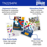 Brother Genuine TN2294PK Standard Yield 4-Pack Printer Toner Cartridges - Black, Cyan, Magenta, Yellow Toner Multipack Brother