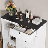 HOSTACK 5 Drawer Dresser with Door, White Storage Cabinet with Drawers and Shelves, Wide Wood Dresser, Modern Chest of Drawers Organizers for Living Room, Kitchen, Hallway HOSTACK