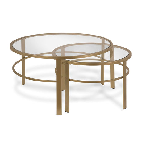 Henn&Hart Round Nested Coffee Table in Brass, Coffee Table coffee tables for living room, studio apartment essentials Henn&Hart
