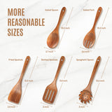5 PCS Wooden Spoons for Cooking Natural Teak Kitchen Utensils Smooth Non-Stick Surface Cooking Utensils Set Soft Comfort-Grip Wooden Utensils for Cooking MULBOM