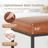 MAISON ARTS Counter Height Bar Stools Set of 3 for Kitchen Counter 24 Inch Backless Modern Barstools Industrial Upholstered Faux Leather Stools Farmhouse Island Chairs, Brown MAISON ARTS