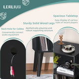 Lerliuo Record Player Stand, Black Turntable Stand Holds up to 160 Albums, Mid-Century Vinyl Storage Cabinet Table with Solid Wood Legs, Record Player Holder Dispaly Shelf for Bedroom Living Room Lerliuo
