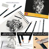 Charcoal Pencils for Drawing, Set of 22, Professional Drawing Sketch Pencils, Art Supplies for Sketching, Shading, Artist Charcoal Supplies for Beginners & Pro Artists. Aenir