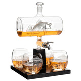 Bass Fish Wine & Whiskey Decanter Set 1100ml by The Wine Savant with 4 Bass Whiskey Glasses, Fishing & Boating Gifts, Drink Dispenser for Scotch, Bourbon The Wine Savant