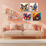 4 Pack Paint by Numbers Kit for Kids, Girls Color by Number Painting Kits for Kids Ages 8-12 Butterfly Paint by Numbers with Framed Canvas Children DIY Paints by Number Kits for Beginners 8x8 Inch AILIBUT