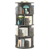 Aheaplus 360° Rotating 4-Tier Corner Bookshelf - Space-Saving Black Bookcase for Small Rooms Aheaplus