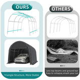 EROMMY Carport 10 x15 FT Heavy Duty, Portable Garage with All-Steel Metal Frame and Round Style Roof, Anti-Snow Car Canopy Outdoor Storage Shelter for Car, Truck, Boat EROMMY