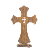 12 Inch 12 Pack Brown Wood Crosses Torched Wooden Tabletop Cross Rustic Standing Cross for Baptism Centerpieces Home Church Decor Prayer Gifts Cregugua